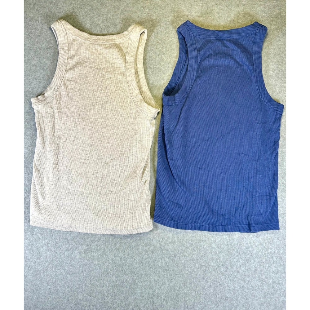 Addax Ribbed Tank Top Womens L Gray Marlin Cotton Stretch Halter Neck Lot Of 2 - Picture 8 of 9